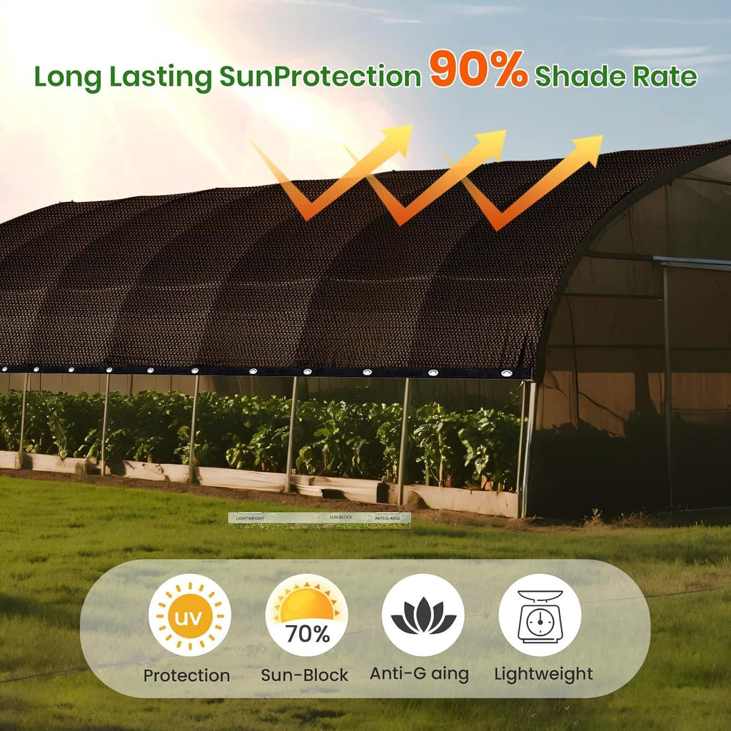 90% Sun Shade Cloth with Grommets, 8' X 10' Outdoor Sun Screen Fabric for Patio Garden Backyard