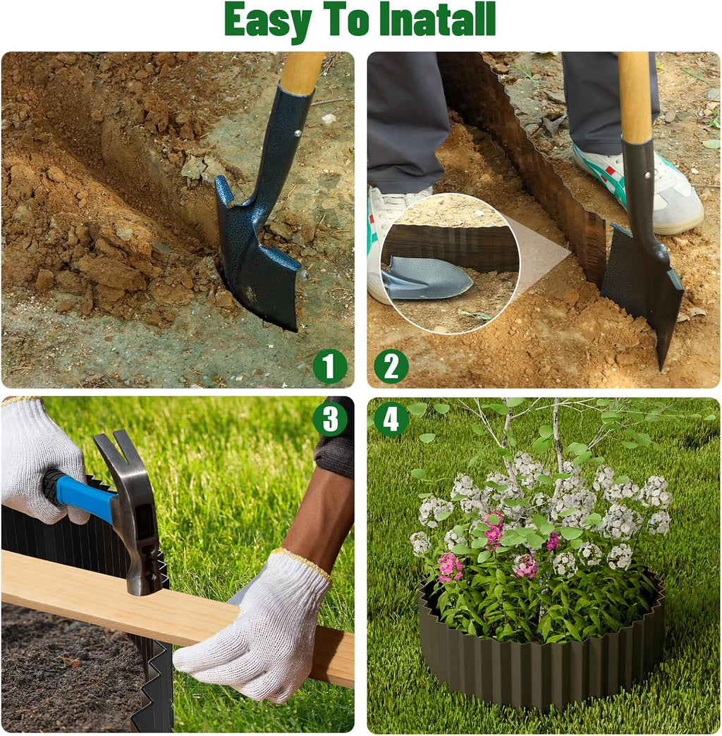 Corrugated Metal Garden Edging,6" x 80' Sturdy Lawn Edging Brooder,Landscape Edging Border for Lawn, Flower Bed,Garden