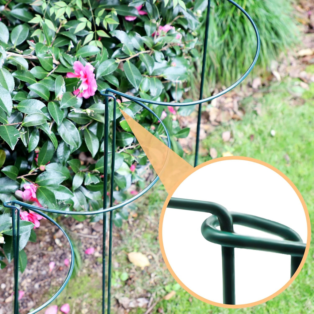 TCBWFY 10 Pack Garden Supports for Plants Metal 10" Wide x 24" High Interlock Half Round Garden Plant Support Ring