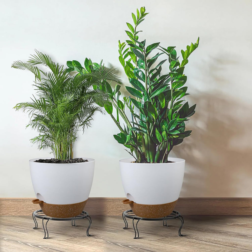 UOUZ 12inch 2Pack Large Self Watering Planters, Plastic Plant Pots with 60oZ Removable Deep Reservoir and Multi Mesh