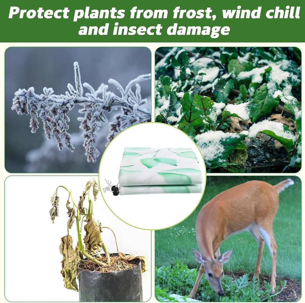 4 Pack Plant Covers Freeze Protection Winter Frost Covers with Zipper Drawstring Reusable Frost Cloth for Outdoor