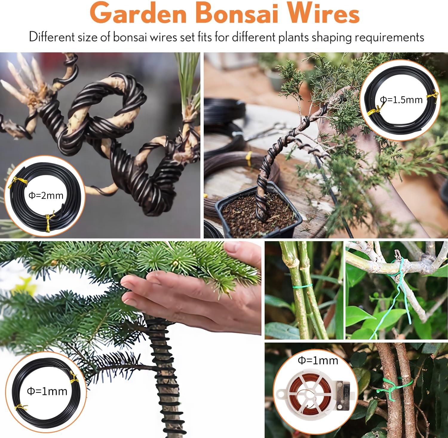 Bonsai Tools Kit 20 Pcs Garden Tools Set for Beginner, Gardening Gift for Women Men, Includes Bonsai Wire Kit, Plant