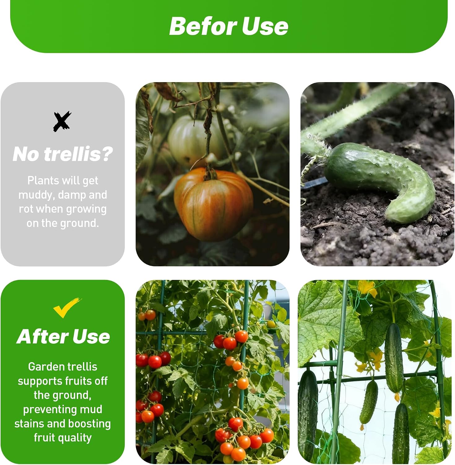 47''X47''Cucumber Trellis, Garden Trellis U-Shape Plant Support for Climbing Plants Metel Arch with Netting for Raised