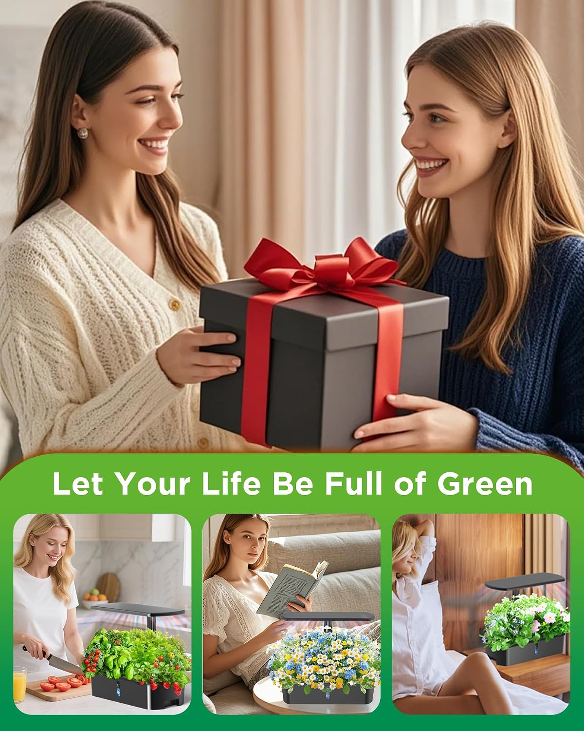 Hydroponics Growing System Kits,Smart Indoor Herb Garden with 24W LED Grow Light Planting Height Adjustablewith,12 Pods