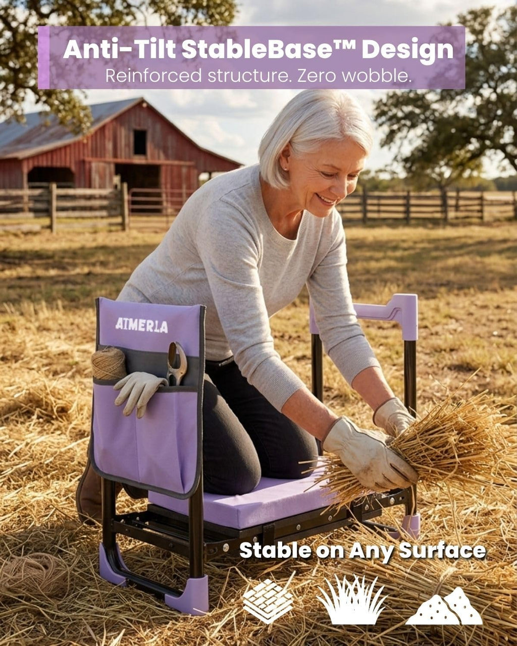 K7 Foldable Garden Kneeler Seat, Upgraded Anti-Slip Base, 350LBS Capacity, 10.2" Wide EVA Pad & Detachable Cloud