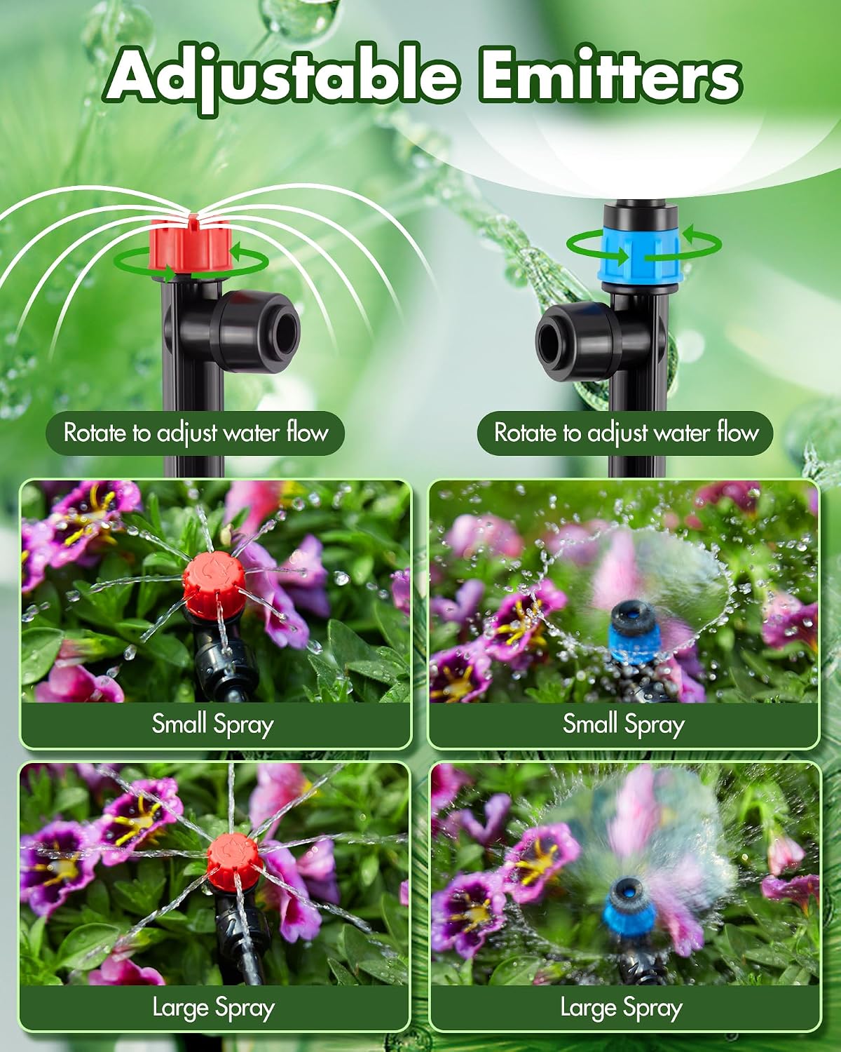 240FT Drip Irrigation System Kits - Automatic Garden Watering Sprinkler with 1/2 & 1/4 inch Tubing Hose Patio Misting