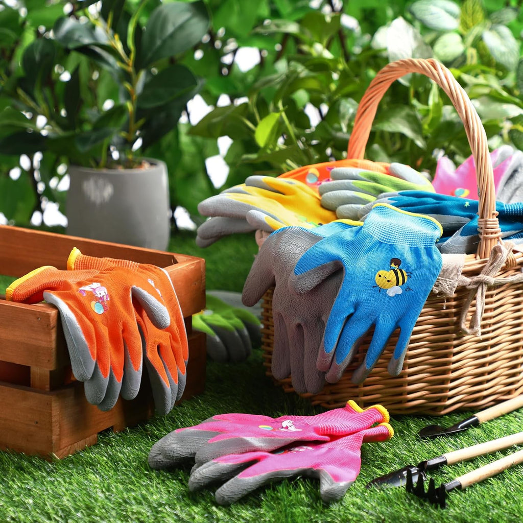 24 Pairs Kids Gardening Gloves Kids Children Yard Grippy Rubber Coated Garden Work Gloves for Girls Boys Outdoor