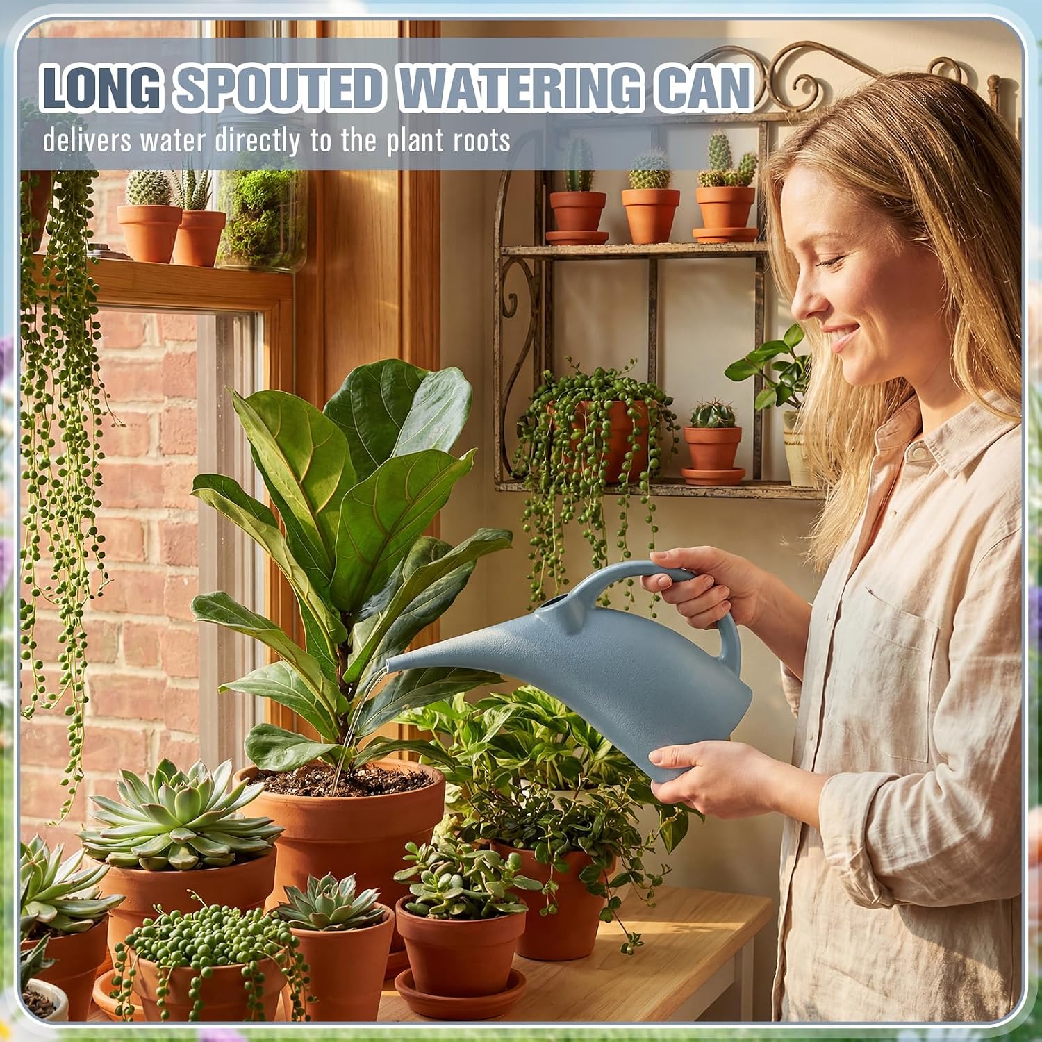 LemonRoad 4 Pack Small Indoor Watering Plant Can 1/4 Gallon Plastic Long Spout Indoor Outdoor Plant Watering Cans Bulk