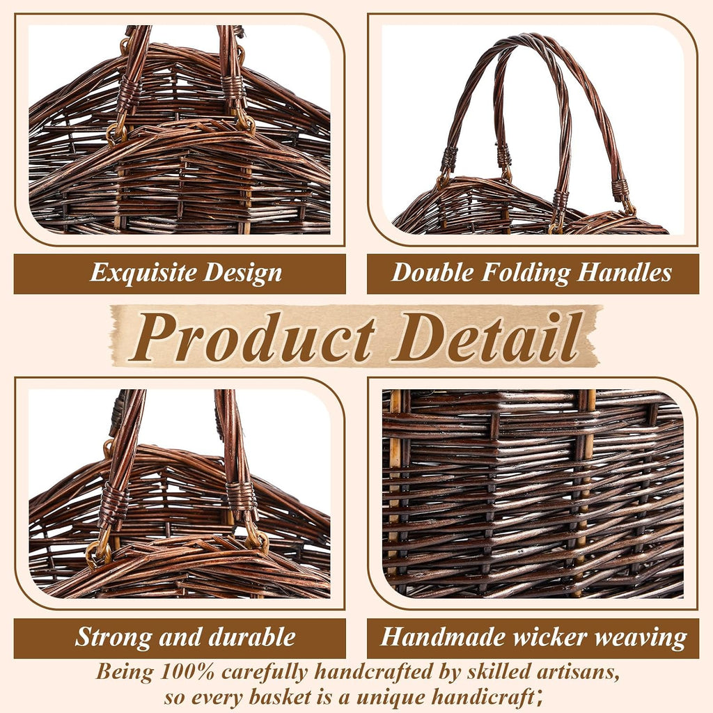 2 Pcs Wicker Basket Set - Harvest Baskets for Gathering, Foraging, Garden Trug, Easter, Flowers, Fruit, Storage &