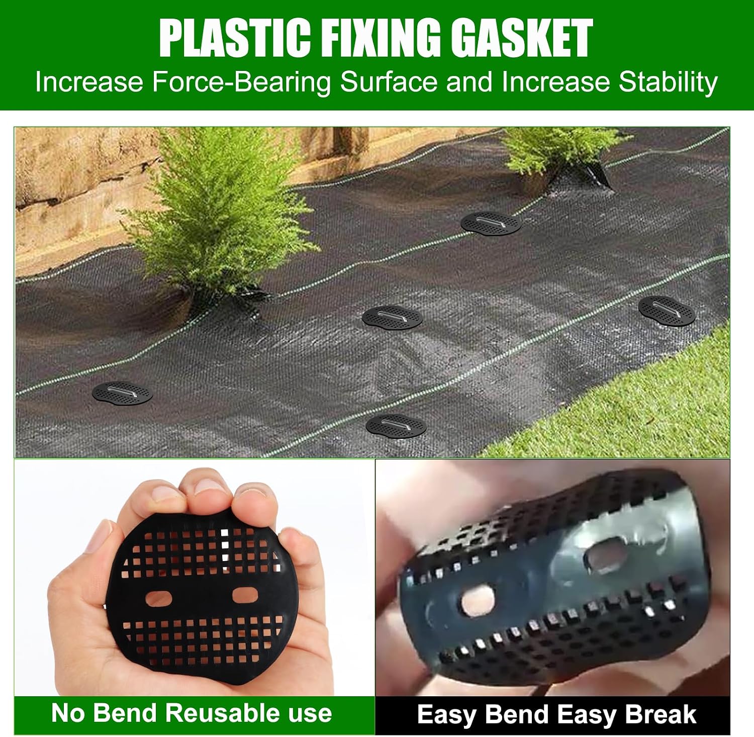 Turf Nails Set,6Inch 200pcs Galvanized Garden Staples + 200pcs Gaskets + Pick Hook + Rubber Hammer +