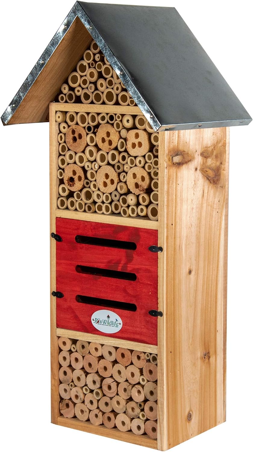 Tall Insect Hotel - Great for housing Mason Bees, Leaf-Cutter Bees and Lacewings, Extra Large Bee House 21.75" X 7.25"