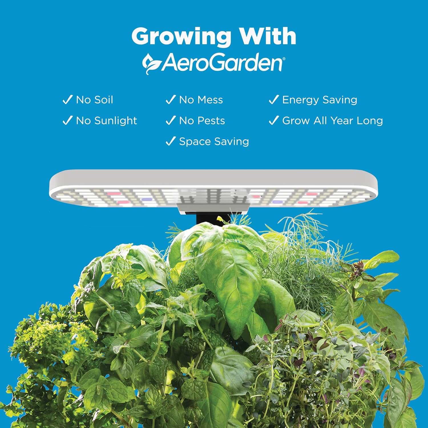 AeroGarden Harvest Lite, Cream | Soil-free Indoor Hydroponic Garden with LED Grow Light for Year-Round Gardening of up