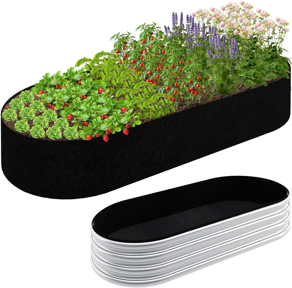 4x2x1FT Raised Garden Bed Liner for Gardening Outdoor, 2mm Thick, Oval | Fabric Garden Grow Bed Bags for Outdoor Metal