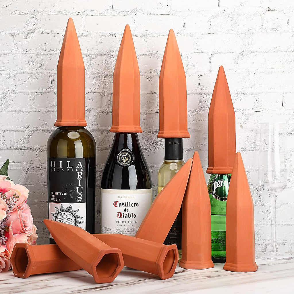 Jovitec 10 Pieces Terracotta Plant Watering Stakes Self Watering Spikes Automatic Plant Waterers Devices for Indoor