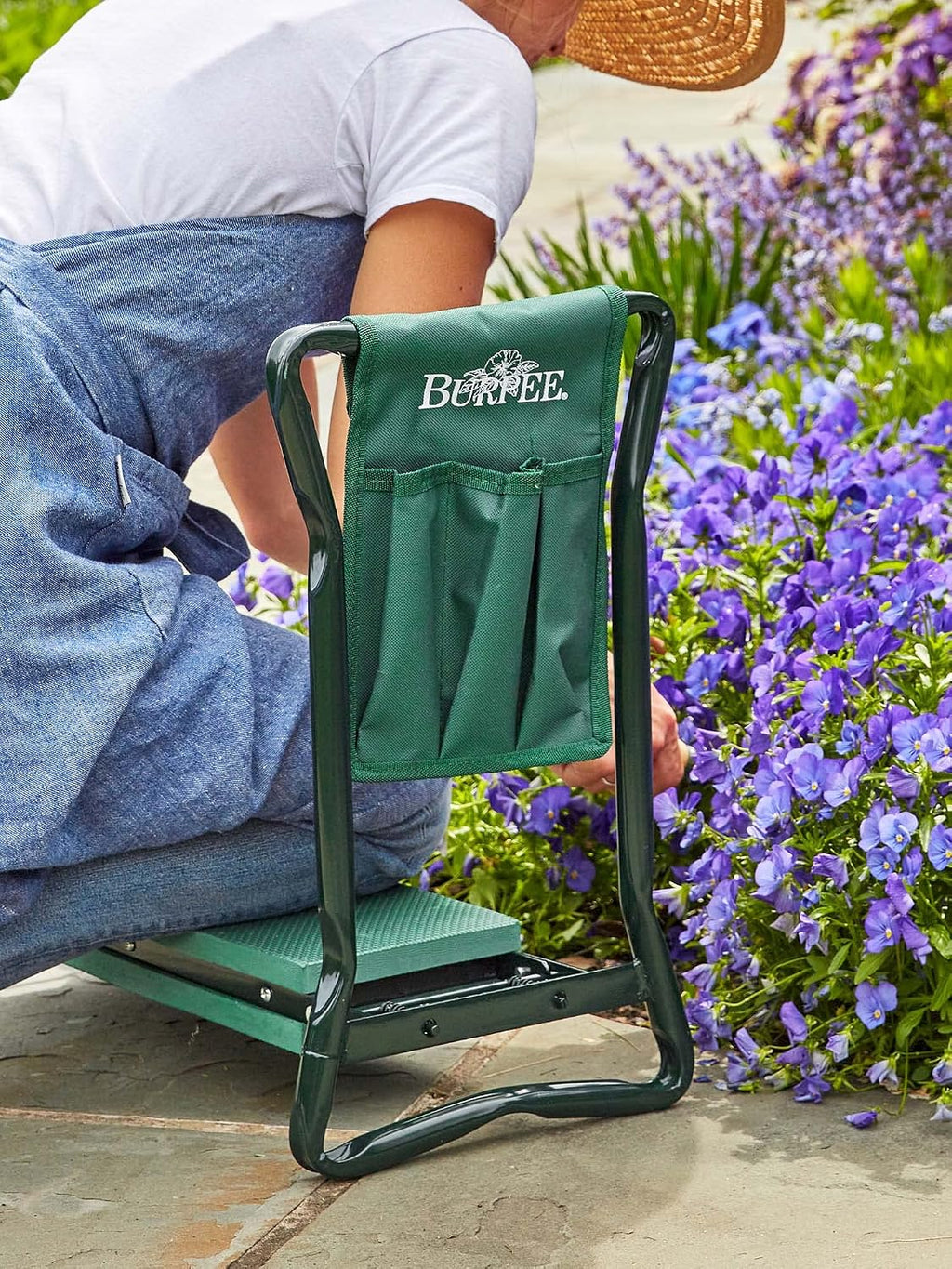Burpee Multi-Function Garden Kneeler Seat with Padded Cushion and Detachable Tool Bag, Versatile Garden Stool with