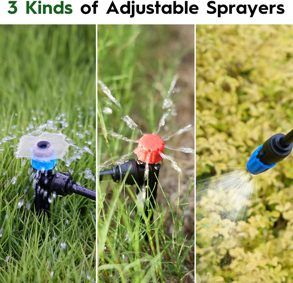 200FT Quick-Connect Drip Irrigation System, Automatic Irrigation Kit with 40FT 2/5" & 160FT 1/4" Tubing and Adjustable