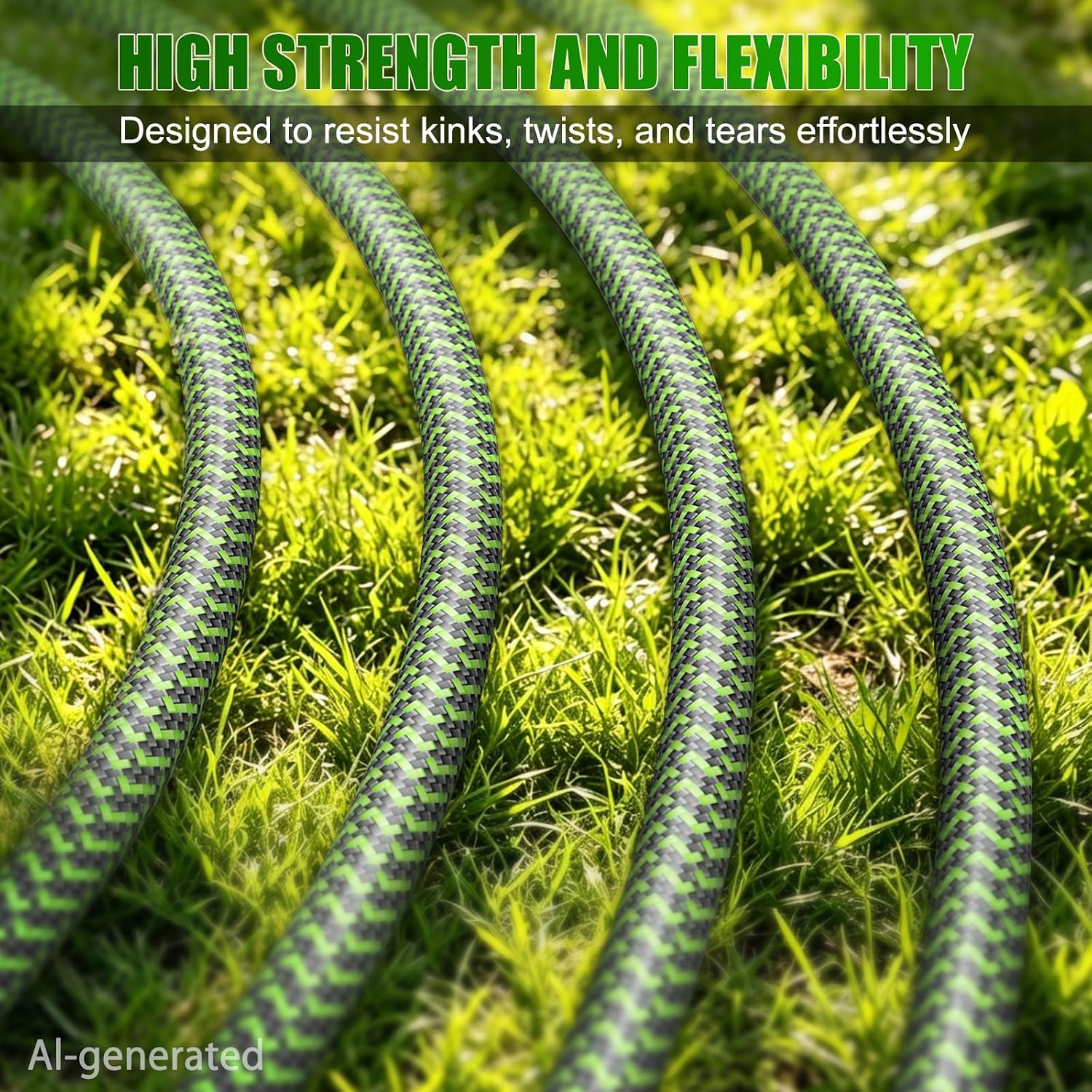 NON-EXPANDABLE Garden Hose 25ft x5/8'', Heavy Duty Flexible Water Hose with 10-Function Sprayer, Lightweight, Leak
