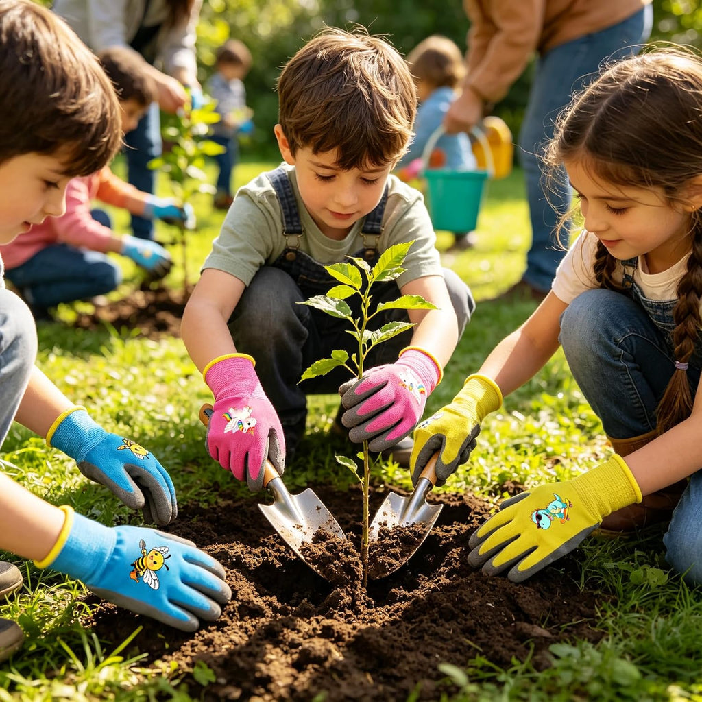 36 Pairs Kids Gardening Gloves Bulk Class Supplies (Medium (Age 6-9)) | for School Groups Children Waterproof Work