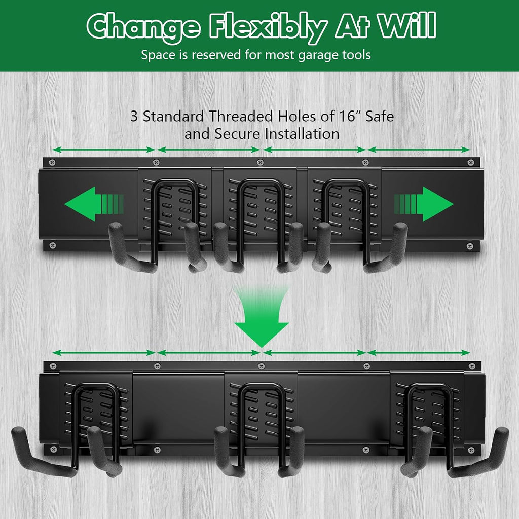 64" Garage Tool Organizer Wall Mount - 720lbs Garden Tool Organizer with Adjustable Hooks, Heavy Duty Metal Garage