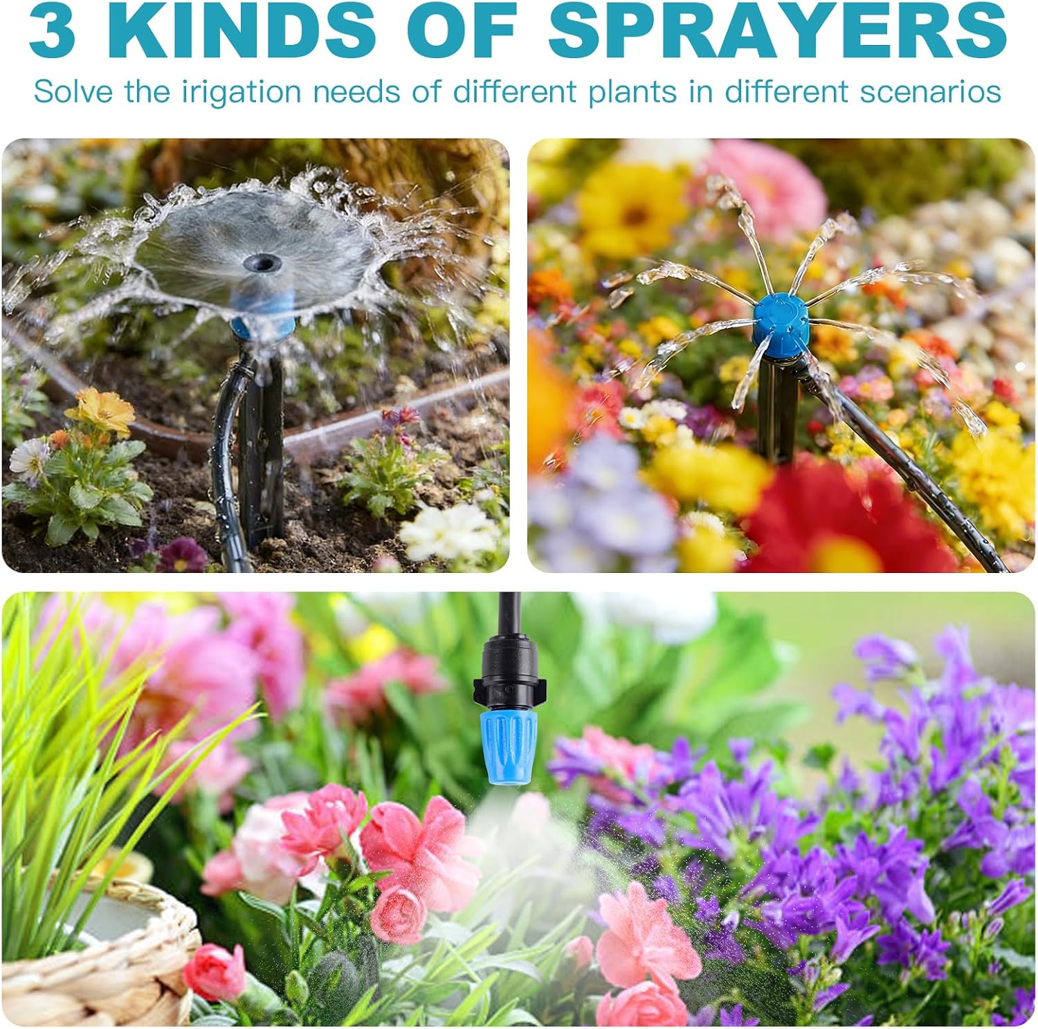Garden Drip Irrigation System - 230FT Quick-Connect Automatic Watering Misting System Kit with 1/2" & 1/4" Tubing