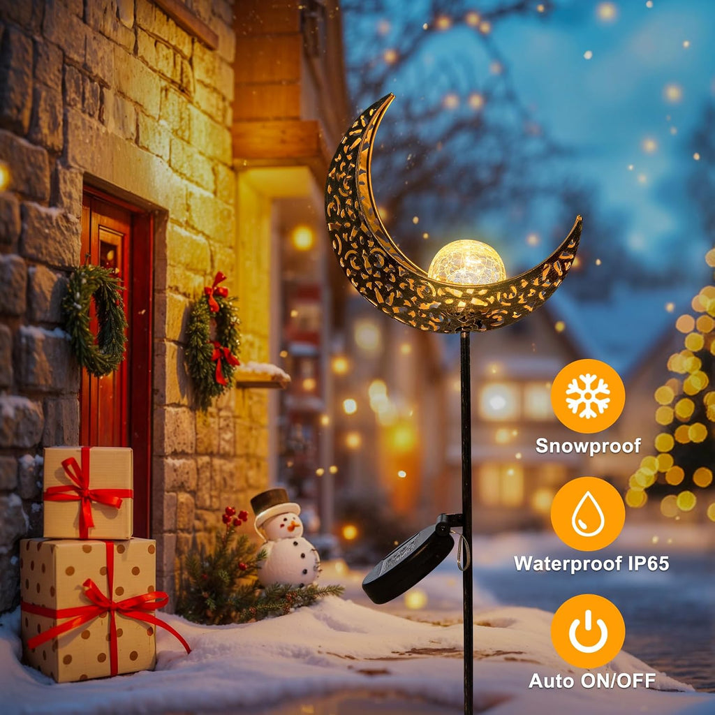 Moon Solar Lights Outdoor Garden Decor Gifts for Mom Women,Waterproof Stakes Yard Decorations for Lawn, Patio