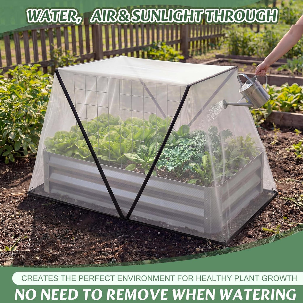 2 Pack Foldable Garden Bed Covers for Raised Beds, 55.1 x 27.6 x 23.62 in Mesh Plant Protector Net for 4 x 2 ft Beds