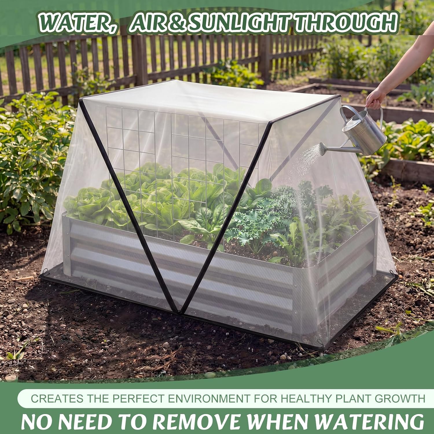 2 Pack Foldable Garden Bed Covers for Raised Beds, 55.1 x 27.6 x 23.62 in Mesh Plant Protector Net for 4 x 2 ft Beds