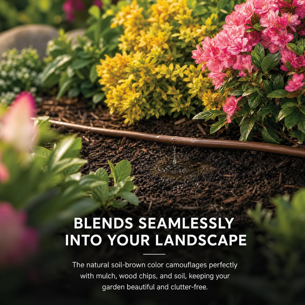 100FT 1/4" Irrigation Dripline Tubing with 6" Emitter Spacing for Gardens | Pre-Installed Emitters at Close Intervals