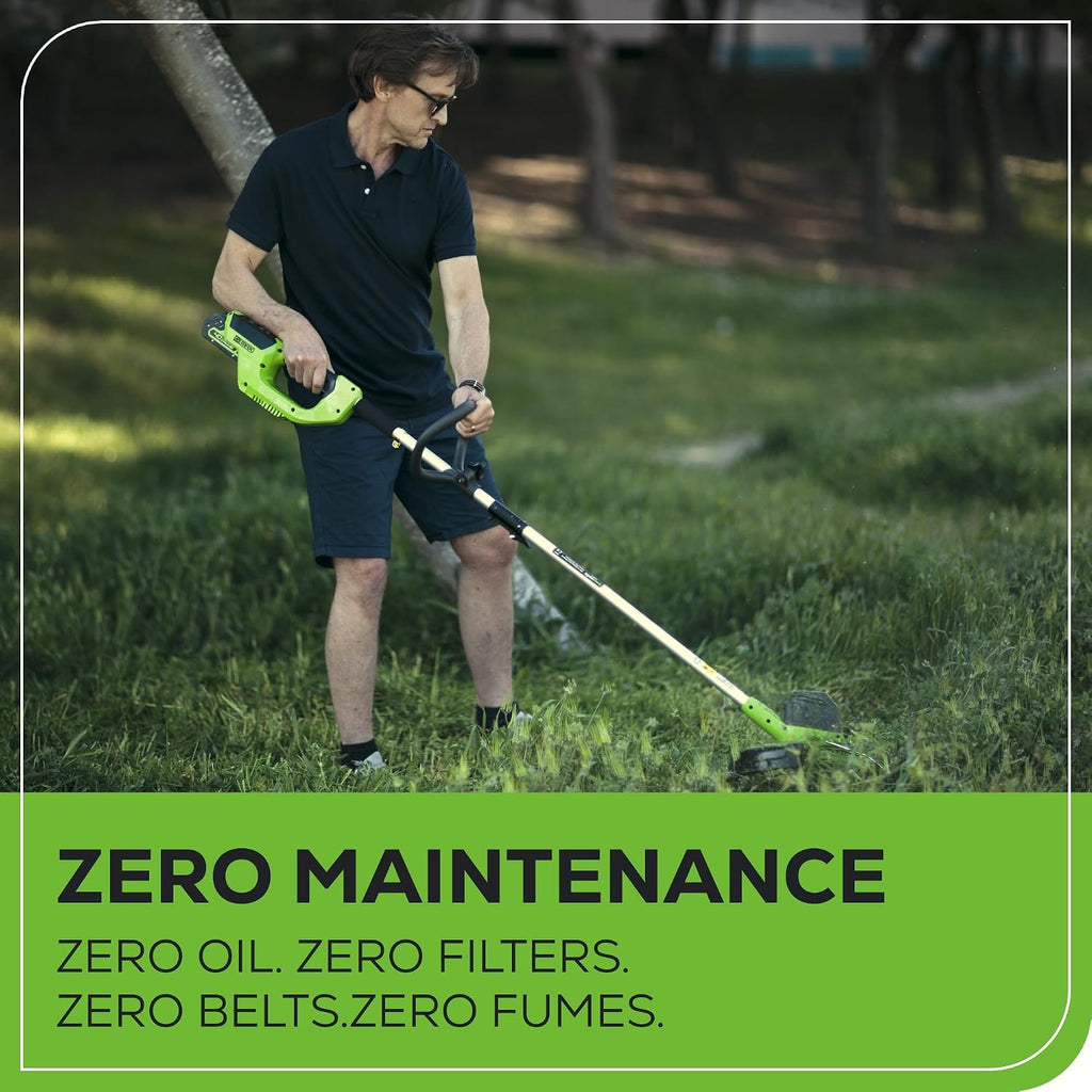 Greenworks 40V 12 in String Trimmer & 390 CFM Blower Combo, 2.0 Ah Battery