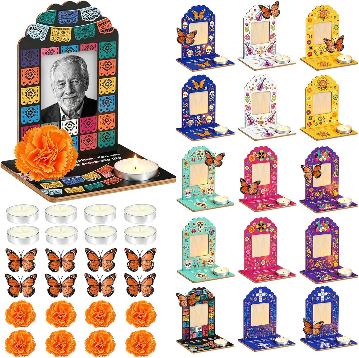 Day of The Dead Decorations - 2PCS Dia de Los Muertos Cross Wall Decor
