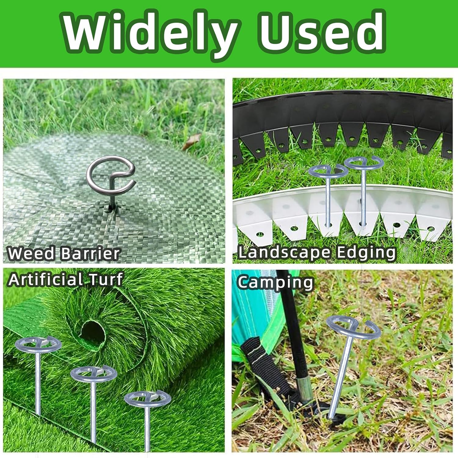 8 Inch Circle Top Landscape Staples, 100Pcs 8 Gauge Galvanized Steel Heavy Duty Gardn Stakes for Outdoor Gardening Weed