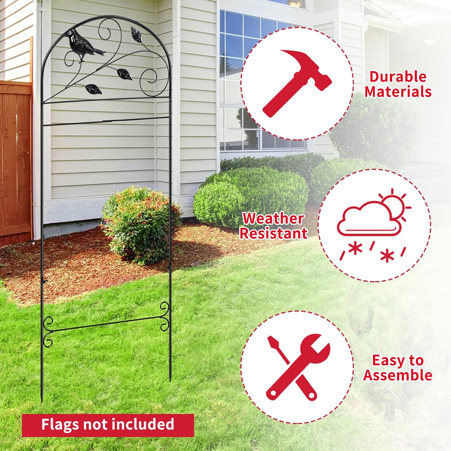 CroBlissful Garden Flag Holder Stand Garden Yard Flag Pole Stake Fits Max 14 x 25 Inch for Outside House Yard Lawn