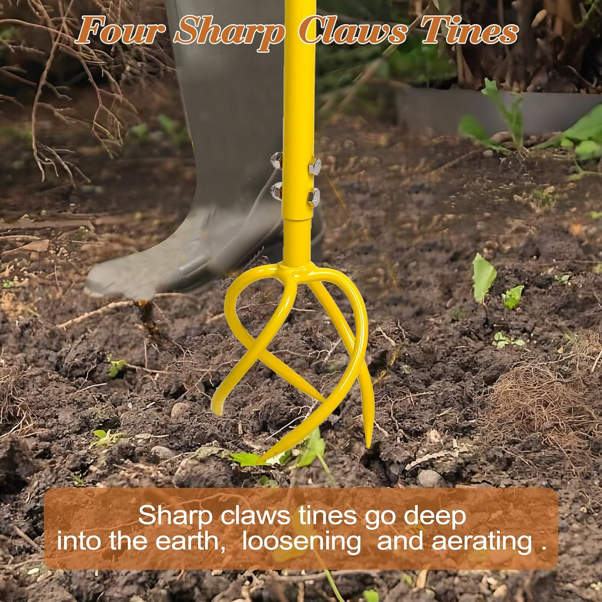 BARAYSTUS Hand Tiller, Twist Garden Claw Cultivator for Soil loosening | 4-prong steel twist claw, long T-handle,manual