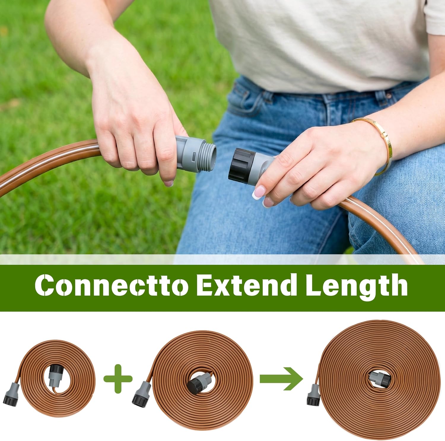 Sprinkler Hose with Holes 50 FT, Flat Sprinkler Soaker Hoses for Garden | 2-in-1 Sprinkler and Soaker Hose, Drip