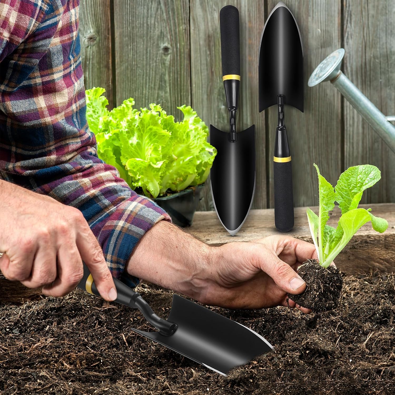 20 Pcs Garden Hand Trowel Heavy Duty Carbon Steel Garden Shovels Tools with Resin Rubberized Handle for Camping