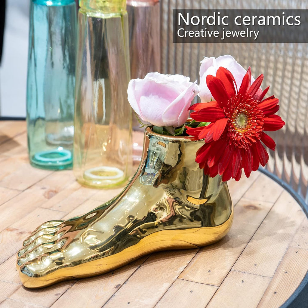 Notakia Unique Flower Vase Statue Home Decor Modern Style Gold Room Decor Accents for Indoor and Outdoor Statue Planter