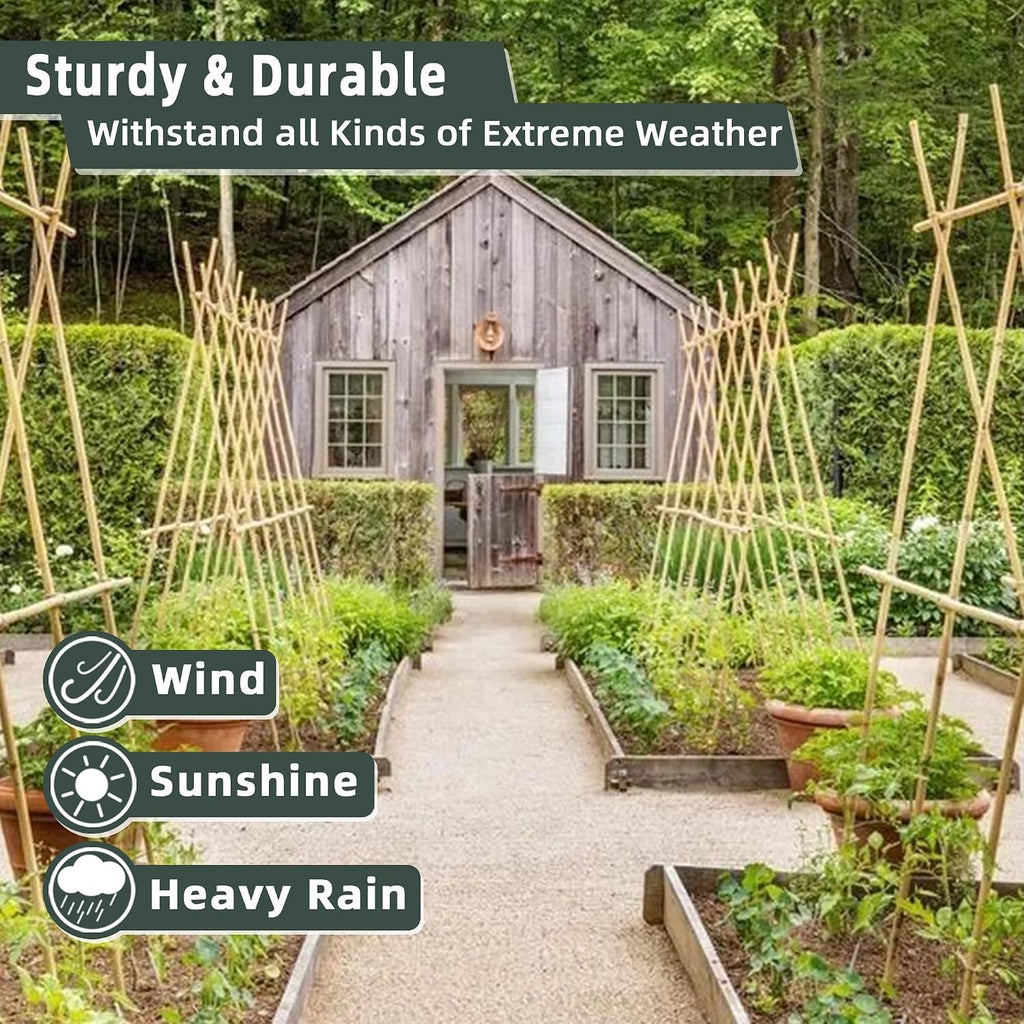 50Pcs / 2ft Bamboo Plant Stakes for Indoor Outdoor Plants, Garden Plant Support Sticks, Poles for Tomato Vegetables