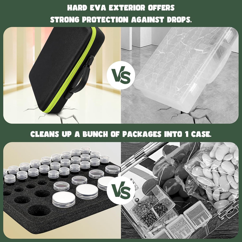 ProCase 41-Slot Seed Storage Organizer Box with Bottles and Labels - Black | Sturdy Seed Saving Kit with 41 Slots, 1
