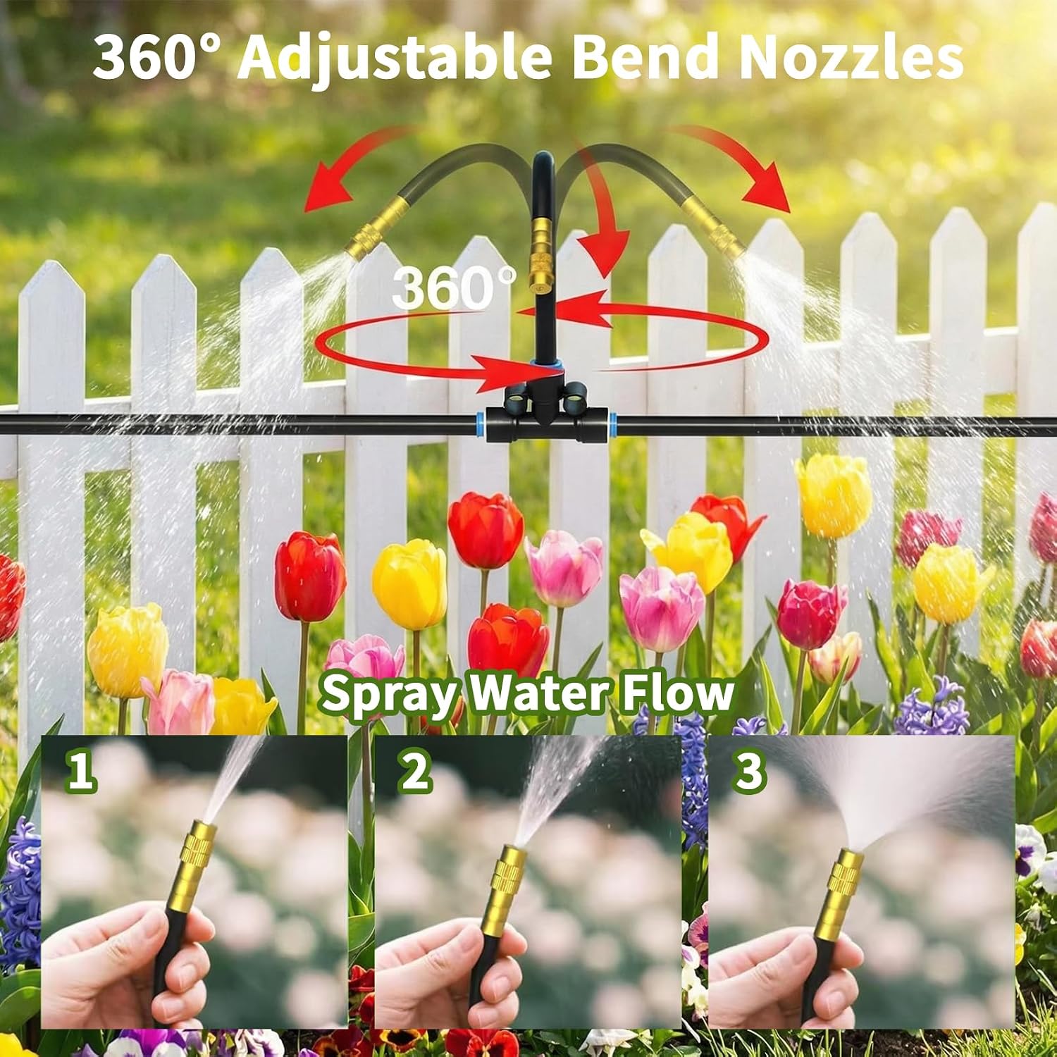120FT Sprayer Irrigation System, Drip Irrigation Kit with 30 PCS 360° Adjustable Misting Copper Nozzles for Garden