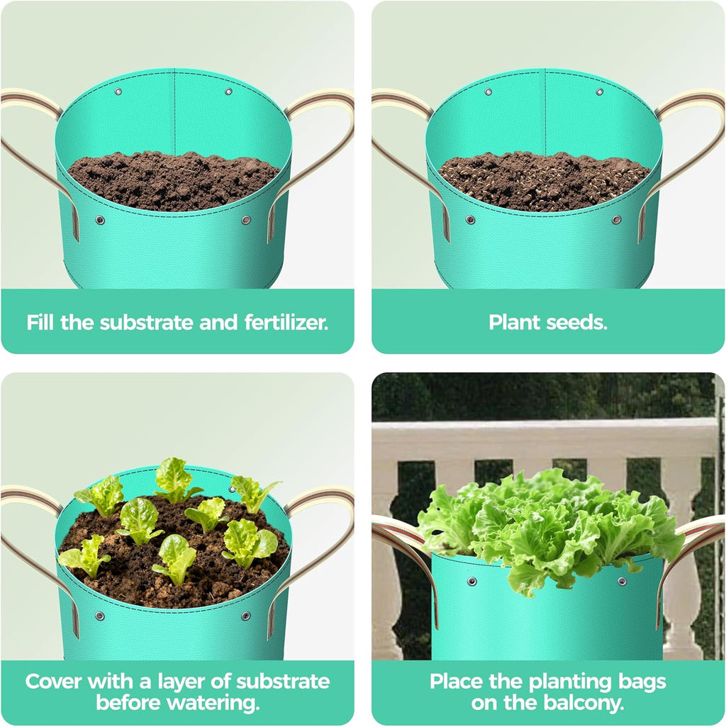7 Pcs 15 Gallon Grow Bags, PE Garden Pots with Handle for Plants | Collapsible Gardening Supplies with Drainage Holes
