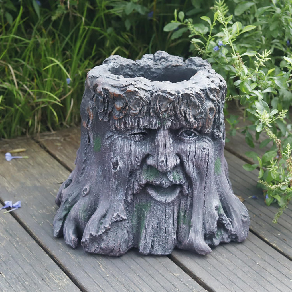 10''H Tree Face Planters Pots Head Planter Magnesium Oxide Head Face Planter Pot Tree Stump Face Flower Plant Pots for