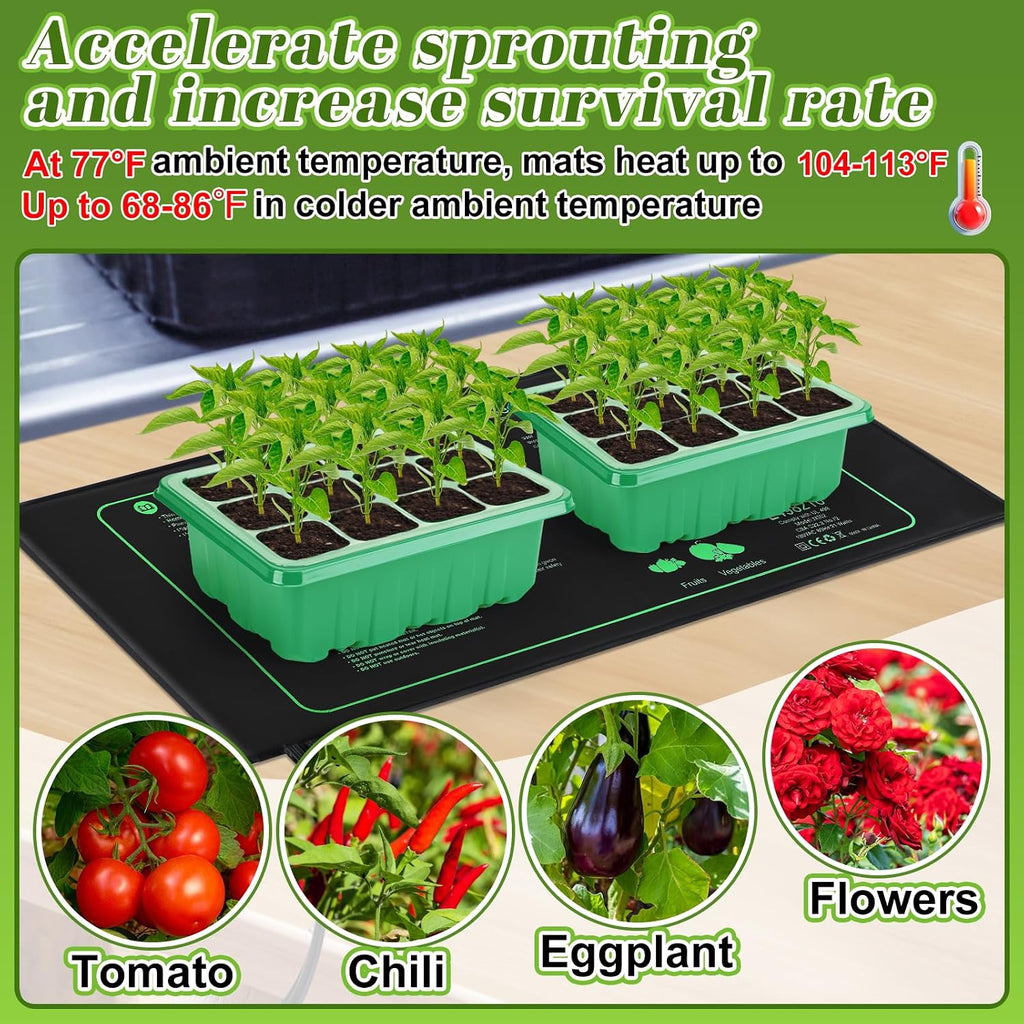 4 PCS Durable Seedling Heat Mat for Plants - 10'' x 20.5'' Bulk Seed Starting Heating Mat for Indoor Grarden