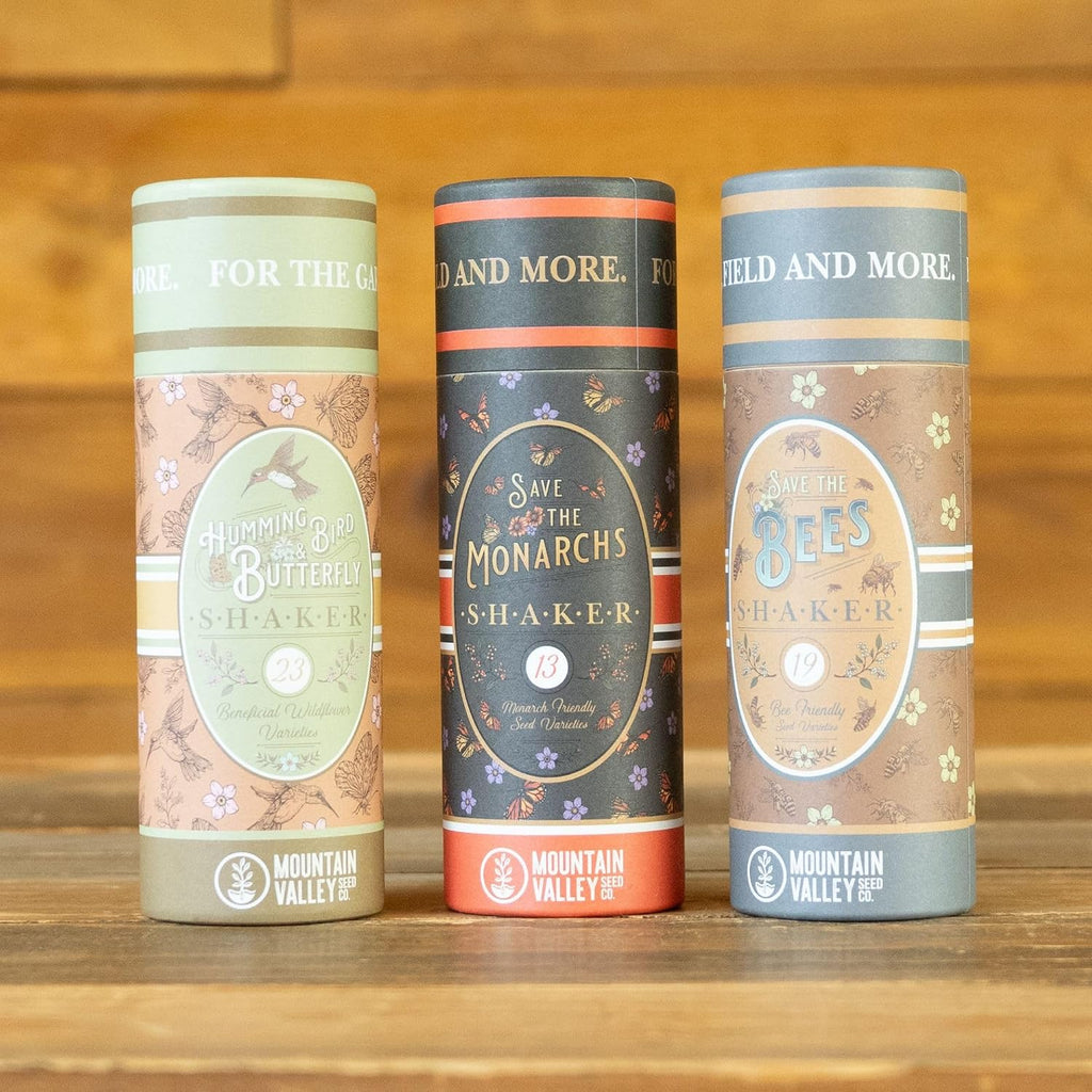 Mountain Valley Seed Co Pollinator Wildflower Seed Shaker Collection | 300,000+ Seeds Hummingbird & Butterfly, Monarch