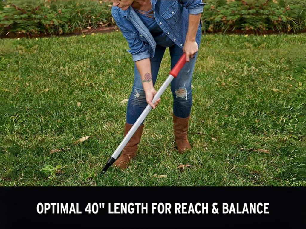 40 Inch Extended Reach Garden Weeder, Long Handle Weed Remover Tool with Ergonomic Grip & Fork-Tip Blade, Stand Up