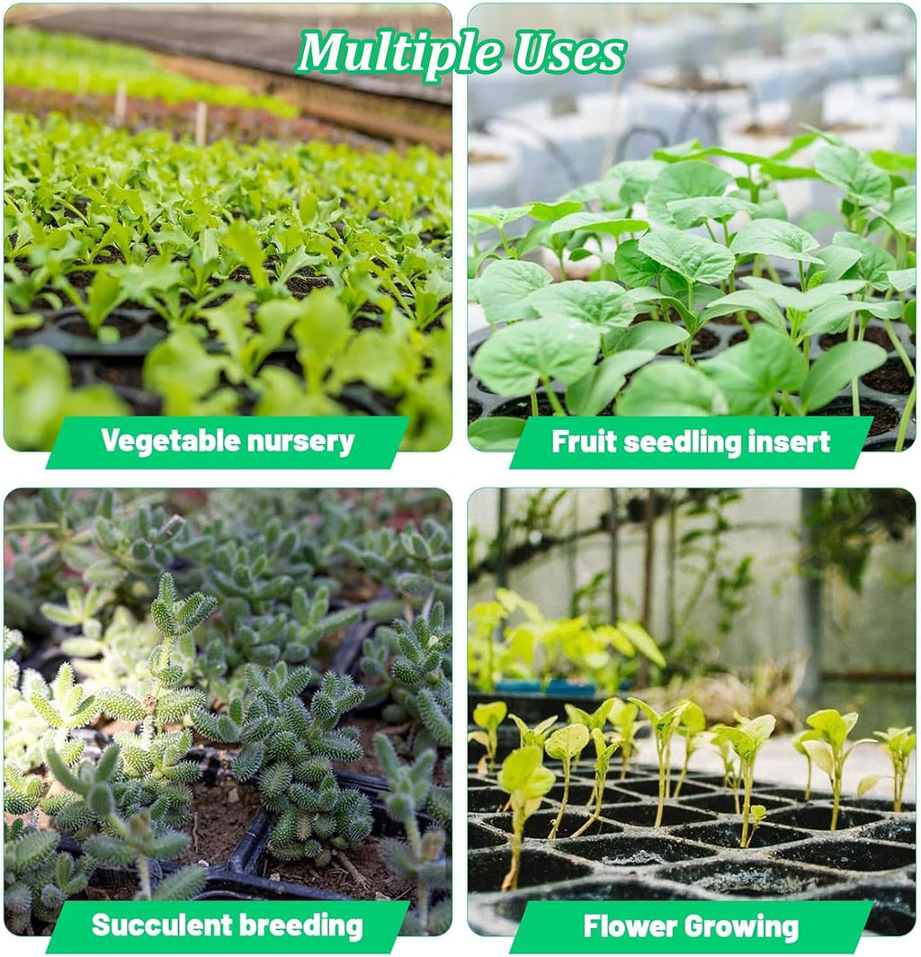 Seed Starter Kit 10 Pack-72 Cell Seedling Trays Gardening Germination | Plastic Nursery Pots Mini Plant Plug Starting