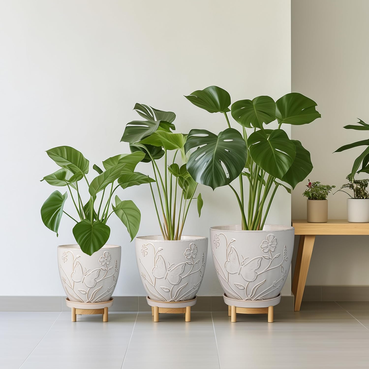 10 Inch Plant Pot Ceramic Planter Pot with Drainage Hole and Saucer Round Planter Large Flower Pot for Indoor Outdoor
