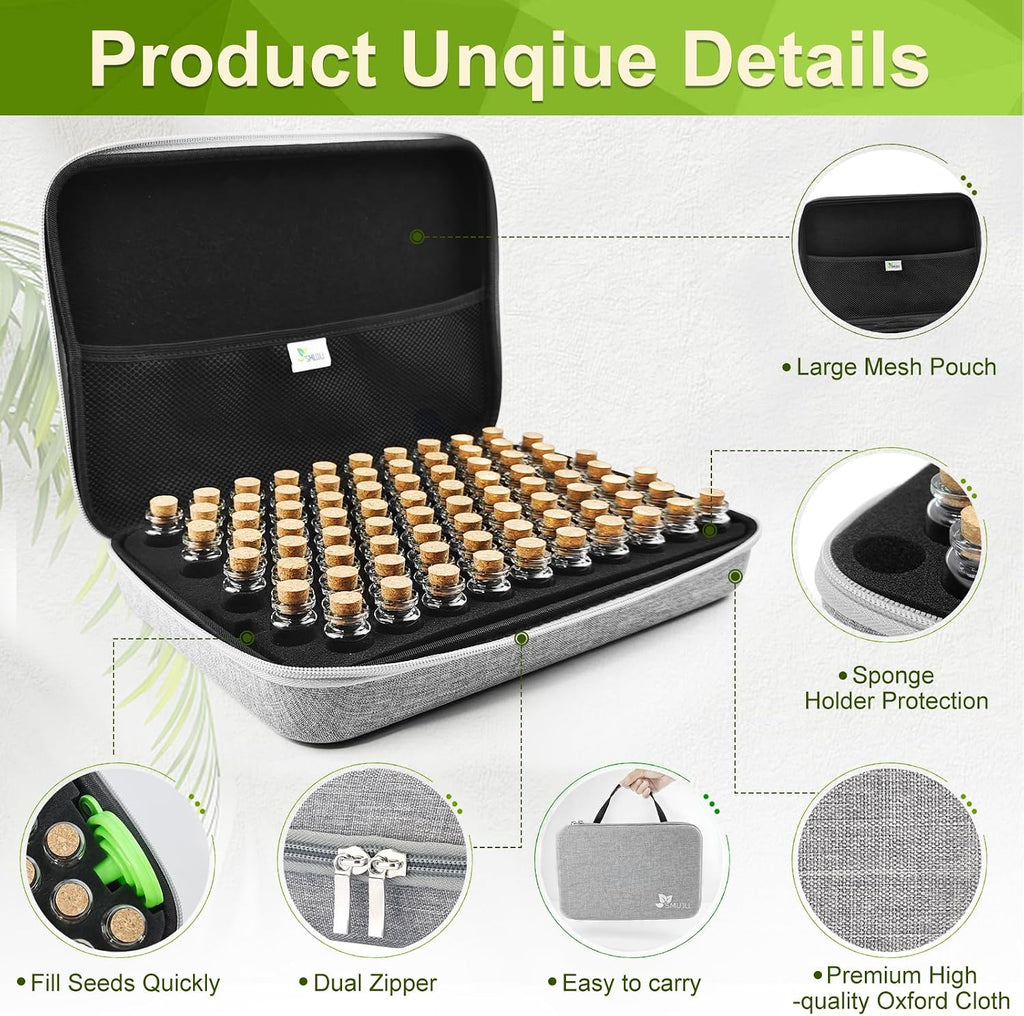 【80 Slots】 Seed Storage Organizer, Sturdy Seed Organizer Storage Box with Dual Zipper Bag and 84Pcs Label Stickers