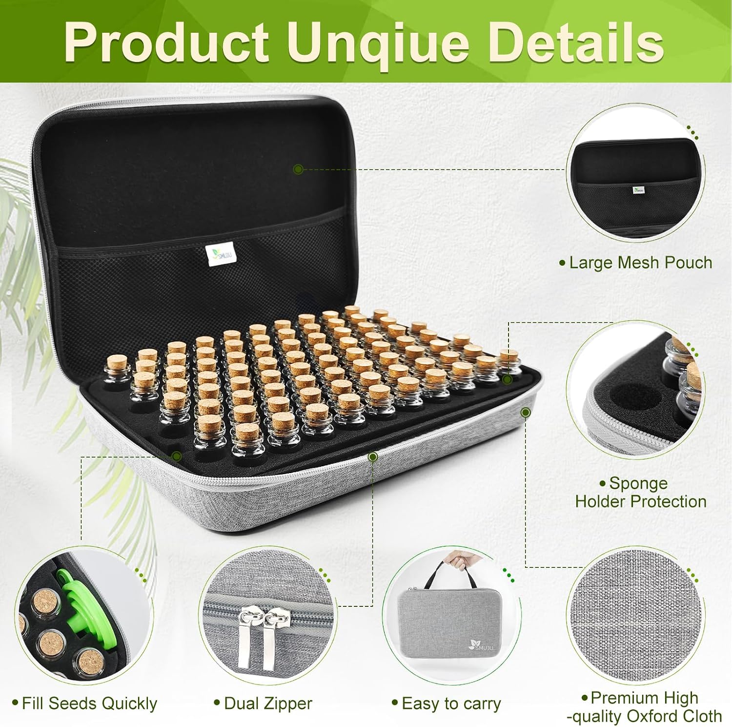 【80 Slots】 Seed Storage Organizer, Sturdy Seed Organizer Storage Box with Dual Zipper Bag and 84Pcs Label Stickers