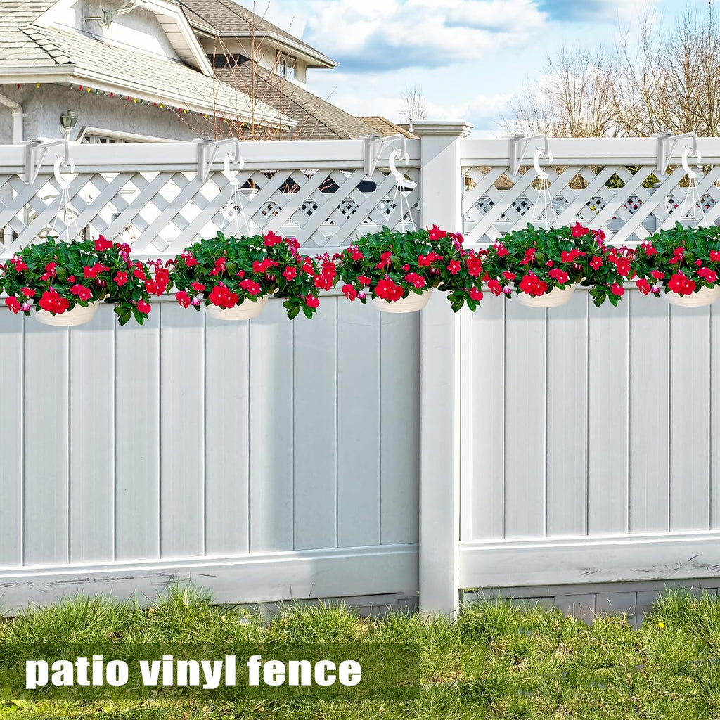 Adjustable Vinyl Fence Hooks for Hanging Plant Fit Fence Widths 0.8-3 Inch, Heavy Duty Fence Plant Hangers for Hanging