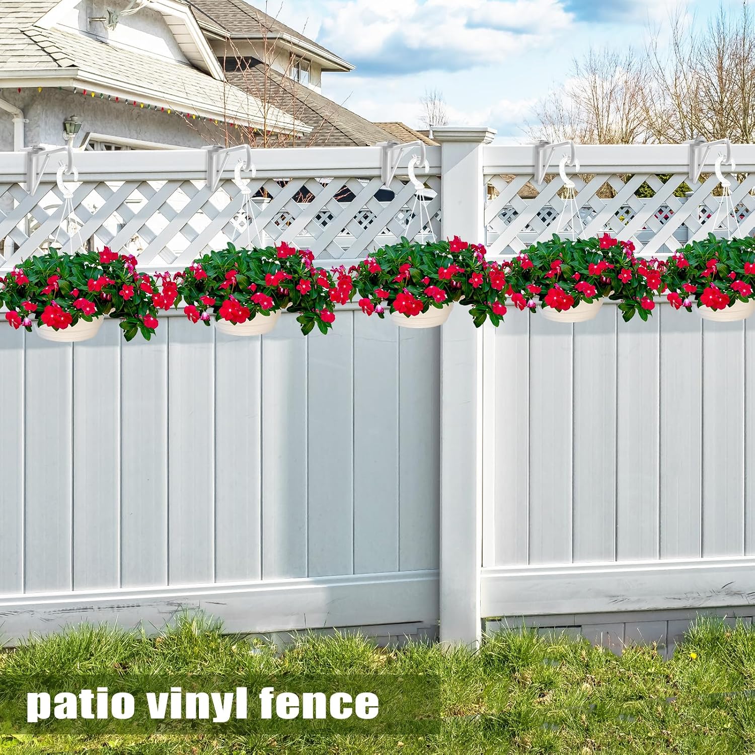 Adjustable Vinyl Fence Hooks for Hanging Plant Fit Fence Widths 0.8-3 Inch, Heavy Duty Fence Plant Hangers for Hanging